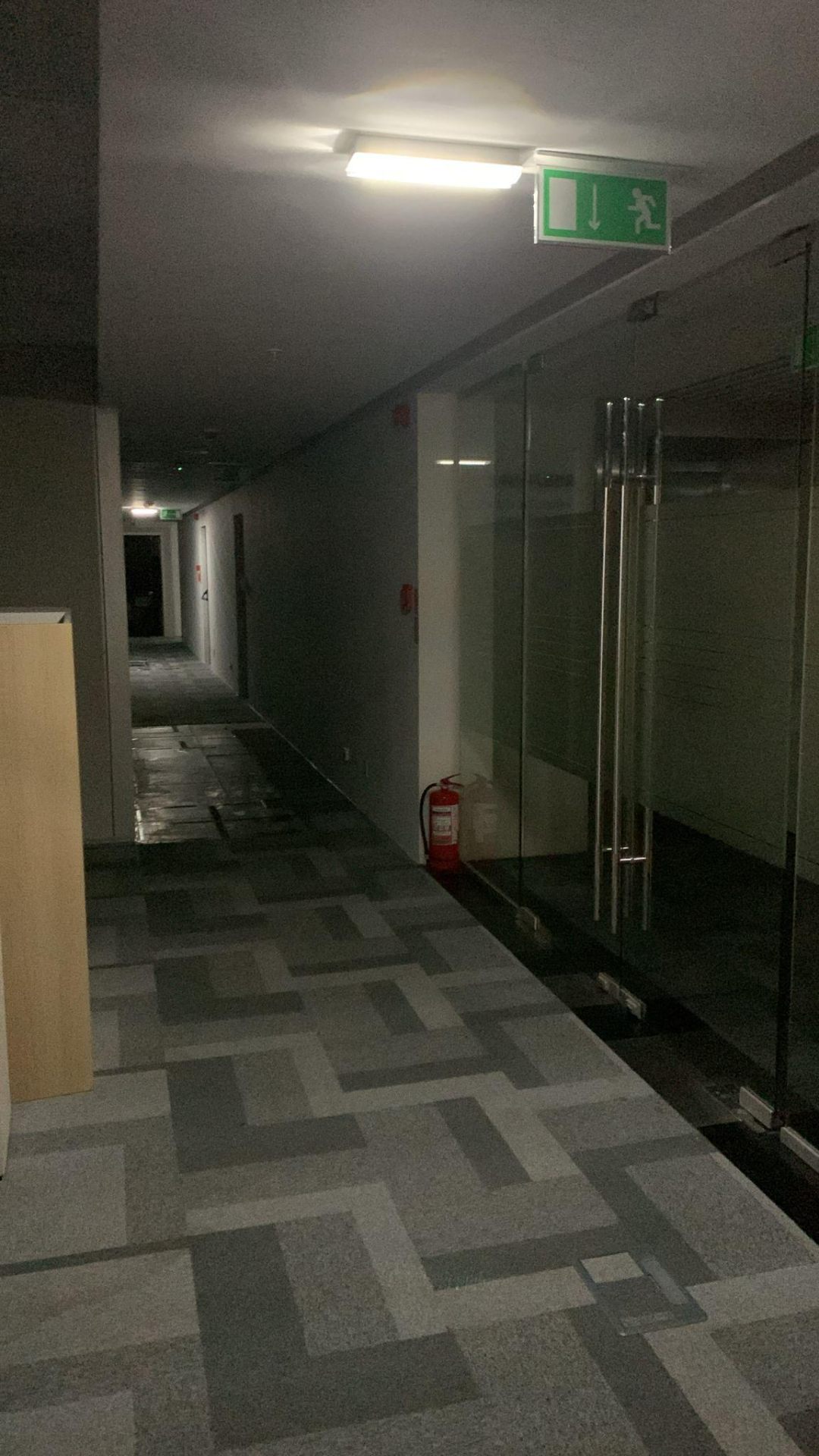 Corp iluminat antipanică cu indicator evacuare deasupra ușii UniCredit Tower